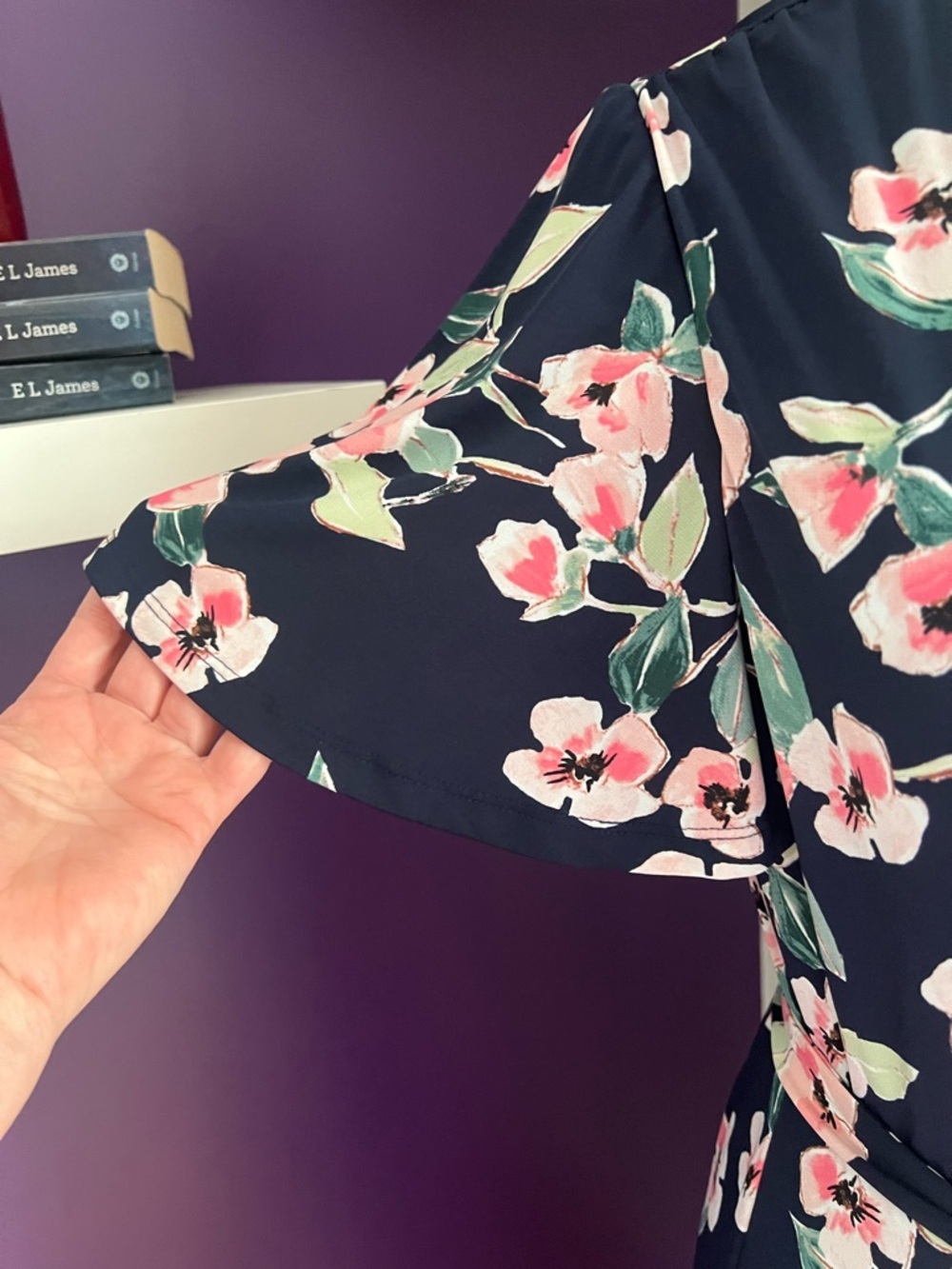 Eliza J Navy & Floral Faux Wrap Dress - Picture 3 of 9